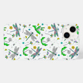 Whimsical Dragonflies en Dandelions Hand Drawn Case-Mate iPhone Case (Achterkant (horizontaal))