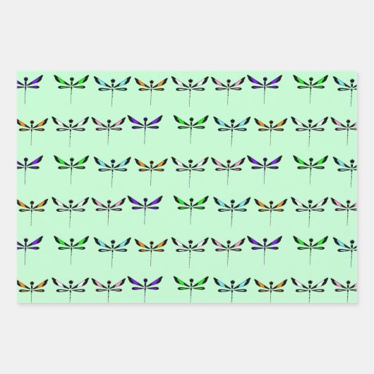 Whimsical Dragonflies en Dandelions Hand Drawn Inpakpapier Vel (Voorkant 2)