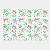 Whimsical Dragonflies en Dandelions Hand Drawn Inpakpapier Vel (Voorkant)