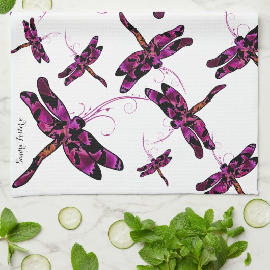 Whimsical Dragonflies Theedoek (Gevouwen)