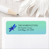 Whimsical Dragonfly Blue Green Retour Adres Etiket (Insitu)
