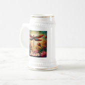 Whimsical Dragonfly Floral Abstract gepersonalisee Bierpul (Voorkant links)