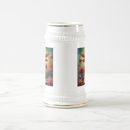 Whimsical Dragonfly Floral Abstract gepersonalisee Bierpul (Center)