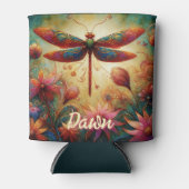 Whimsical Dragonfly Floral Abstract gepersonalisee Blikjeskoeler (Voorkant)