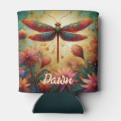 Whimsical Dragonfly Floral Abstract gepersonalisee Blikjeskoeler (Achterkant)