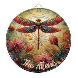 Whimsical Dragonfly Floral Abstract gepersonalisee Dartbord