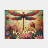 Whimsical Dragonfly Floral Abstract gepersonalisee Deurmat (Voorkant)