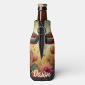 Whimsical Dragonfly Floral Abstract gepersonalisee Flesjeskoeler (Fles Achterkant)