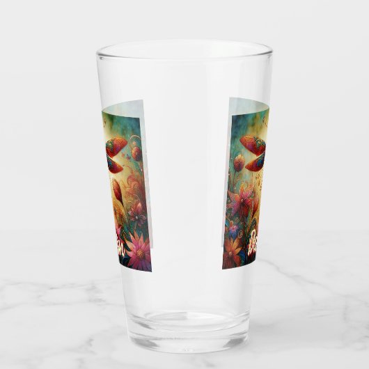 Whimsical Dragonfly Floral Abstract gepersonalisee Glas (Rechts)