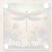 Whimsical Dragonfly Floral Abstract gepersonalisee Glazen Onderzetter (Achterkant)