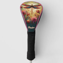 Whimsical Dragonfly Floral Abstract gepersonalisee Golfheadcover