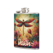 Whimsical Dragonfly Floral Abstract gepersonalisee Heupfles (Links)