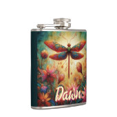 Whimsical Dragonfly Floral Abstract gepersonalisee Heupfles (Rechts)
