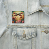 Whimsical Dragonfly Floral Abstract gepersonalisee Naamplaatje (In situ)