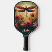 Whimsical Dragonfly Floral Abstract gepersonalisee Pickleball Paddle (Achterkant)