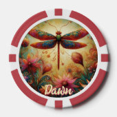 Whimsical Dragonfly Floral Abstract gepersonalisee Poker Chips (Voorkant)