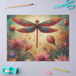 Whimsical Dragonfly Floral Abstracte Decoupage Tissuepapier