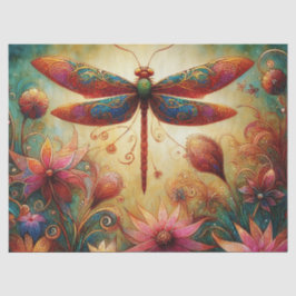 Whimsical Dragonfly Floral Abstracte Decoupage Tissuepapier