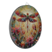 Whimsical Dragonfly Floral Abstracte Kunst Blauwgr Dartbord (Voorkant Links)