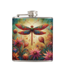 Whimsical Dragonfly Floral Abstracte Kunst Blauwgr