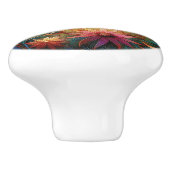 Whimsical Dragonfly Floral Abstracte Kunst Blauwgr Keramische Knop (Zijkant)