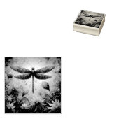 Whimsical Dragonfly Floral Abstracte Kunst Blauwgr Rubberstempel (Gestempeld)