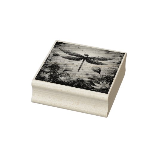 Whimsical Dragonfly Floral Abstracte Kunst Blauwgr Rubberstempel (Stempel)