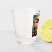 Whimsical Dragonfly Floral Abstracte Kunst Blauwgr Shot Glas (Links)