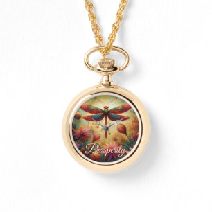 Whimsical Dragonfly Floral Abstracte kunst Welvaar Horloge