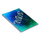 Whimsical Dragonfly Line Drawing Blue Green Notitieboek (Rechterzijde)