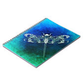 Whimsical Dragonfly Line Drawing Blue Green Notitieboek (Linkerzijde)