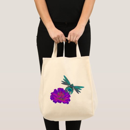 Whimsical Dragonfly on Flower Canvas tas (Voorkant (product))