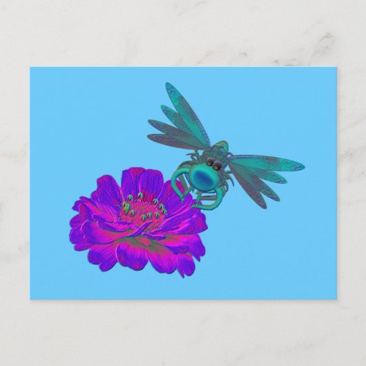 Whimsical Dragonfly on Flower Cute Briefkaart (Voorkant)