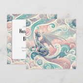 Whimsical Drakes: Pastel Dragon Fantasy Kaart (Voorkant / Achterkant)