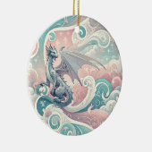 Whimsical Drakes: Pastel Dragon Fantasy Keramisch Ornament (Rechts)