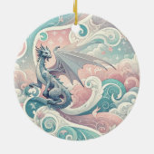 Whimsical Drakes: Pastel Dragon Fantasy Keramisch Ornament (Achterkant)