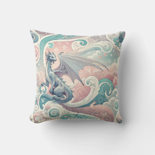 Whimsical Drakes: Pastel Dragon Fantasy Kussen