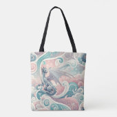 Whimsical Drakes: Pastel Dragon Fantasy Tote Bag (Achterkant)