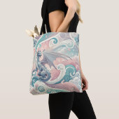 Whimsical Drakes: Pastel Dragon Fantasy Tote Bag (Dichtbij)