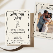 Whimsical Drawn Glasses Wedding Save The Date Kaar Kaart