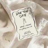 Whimsical Drawn Glasses Wedding Save The Date Kaar Kaart