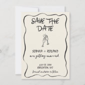 Whimsical Drawn Glasses Wedding Save The Date Kaar Kaart (Voorkant)