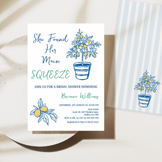 Whimsical Drawn Main Squeeze Lemon Vrijgezellenfee Kaart