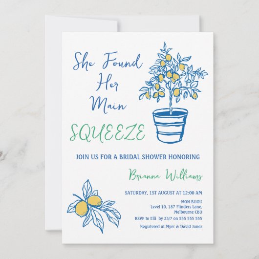 Whimsical Drawn Main Squeeze Lemon Vrijgezellenfee Kaart (Voorkant)