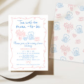 Whimsical Drawn Tea met mama om Baby shower te zij Kaart