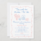 Whimsical Drawn Tea met mama om Baby shower te zij Kaart (Voorkant)
