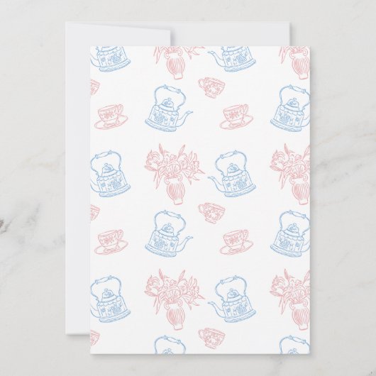 Whimsical Drawn Tea met mama om Baby shower te zij Kaart (Achterkant)