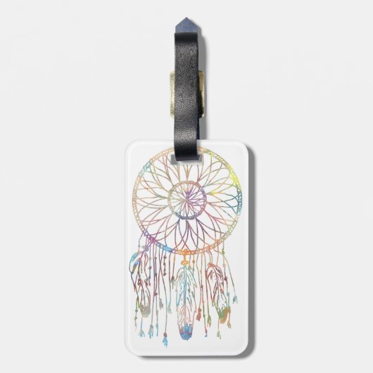 Whimsical Dream Catcher Waterverf Girly Bagagelabel (Achterkant verticaal)