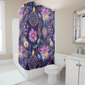 Whimsical dreamcatchers boho donker bloemig paarse douchegordijn (In situ)