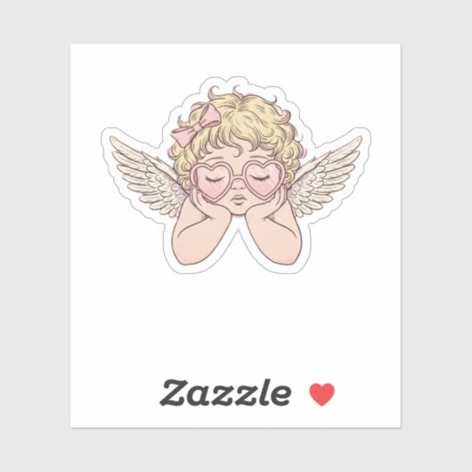 Whimsical Dreamscape Cherub with Hear Sticker (Vel)